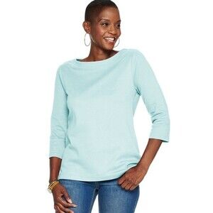 NWT Croft & Barrow 3/4 Sleeve Boatneck Top S
